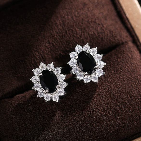 Wholesale Women's Copper Flowershaped Geometric Micropaved Zircon Earrings