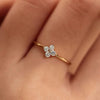 Wholesale Women's Copper Fourleaf Clover Micropaved Zircon Inlaid Ring Geometric Style