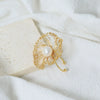 Wholesale Women's Copper Fresh Water Pearl Ring Geometric Style Electroplating Minimalist Retro Fashion