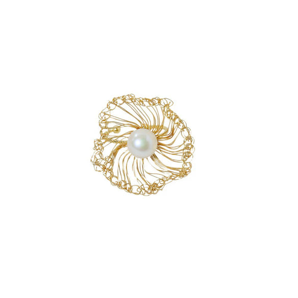 Wholesale Women's Copper Fresh Water Pearl Ring Geometric Style Electroplating Minimalist Retro Fashion