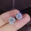 Wholesale Women's Copper Geometric And Flower Style Zirconia Jewelry Earrings