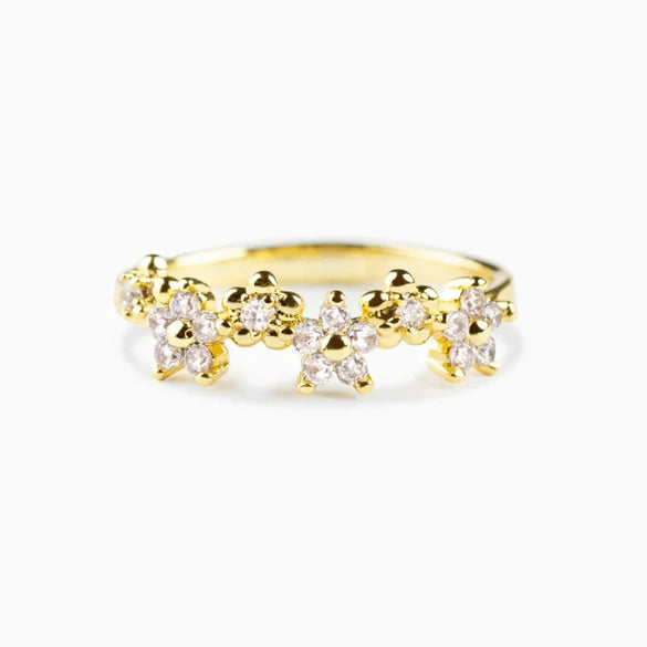 Wholesale Women's Copper Geometric And Flower Sweet Pastoral Ring
