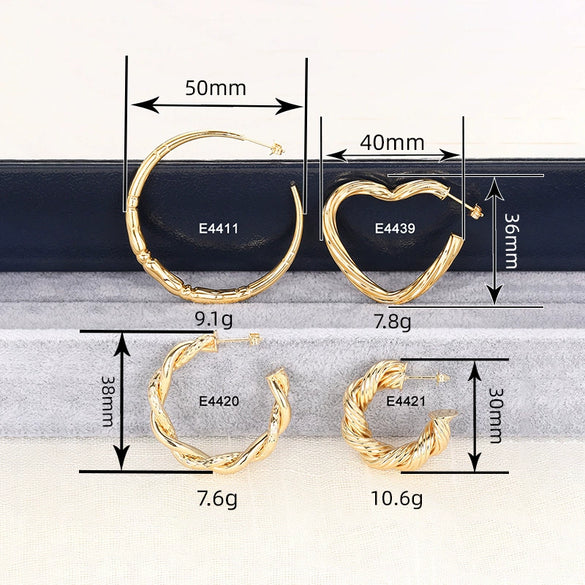 Wholesale Women's Copper Geometric And Heart Shape Jewelry Set Electroplated Earrings