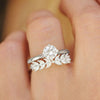Wholesale Women's Copper Geometric And Wheat Ears Leaves Design Highend Ring With Zirconia
