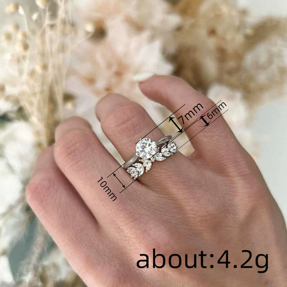 Wholesale Women's Copper Geometric And Wheat Ears Leaves Design Highend Ring With Zirconia