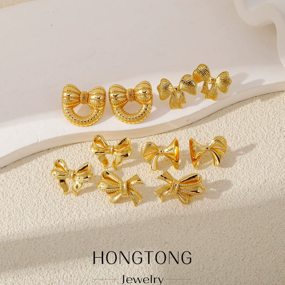 Wholesale Women's Copper Geometric Butterfly Earrings With Electroplating And Small Fragrant Style