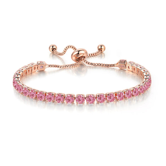 Wholesale Women's Copper Geometric Cartoon Style Electroplated Zircon Crystal Bracelet