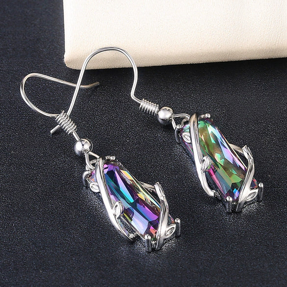 Wholesale Women's Copper Geometric Colorful Zircon Earrings