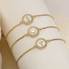 Wholesale Women's Copper Geometric Cross Heart Bracelet With Micro Setting And 18K Gold Plated Zircon Shell