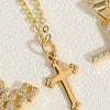 Wholesale Women's Copper Geometric Cross Pendant Choker Necklace With Inlaid Zircon And Ochain