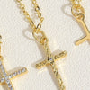 Wholesale Women's Copper Geometric Cross Pendant Choker Necklace With Inlaid Zircon And Ochain