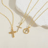 Wholesale Women's Copper Geometric Cross Pendant Choker Necklace With Inlaid Zircon And Ochain