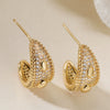 Wholesale Women's Copper Geometric Cshaped Electroplated Zircon Earrings