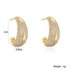 Wholesale Women's Copper Geometric Cshaped Electroplated Zircon Earrings
