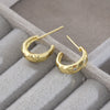 Wholesale Women's Copper Geometric Cshaped Goldplated Inlaid Zircon Earrings