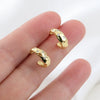 Wholesale Women's Copper Geometric Cshaped Goldplated Inlaid Zircon Earrings