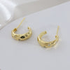 Wholesale Women's Copper Geometric Cshaped Goldplated Inlaid Zircon Earrings