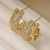 Wholesale Women's Copper Geometric Cshaped Micropaved Zircon Earrings
