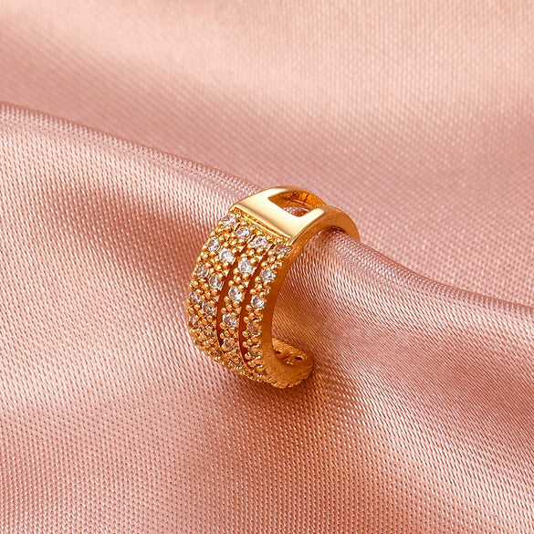 Wholesale Women's Copper Geometric Ctype Retro Microinlaid Zircon Earrings With Electroplating