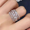 Wholesale Women's Copper Geometric Design Ring Set With Zirconia Princess Style