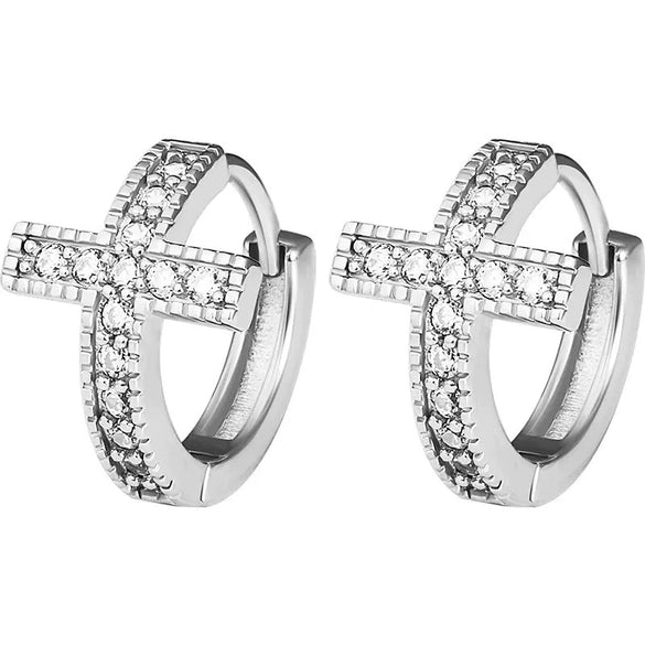 Wholesale Women's Copper Geometric Design Zirconia Earrings