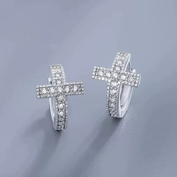 Wholesale Women's Copper Geometric Design Zirconia Earrings