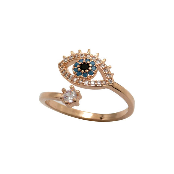 Wholesale Women's Copper Geometric Devil's Eye Opening Ring Jewelry With Electroplating