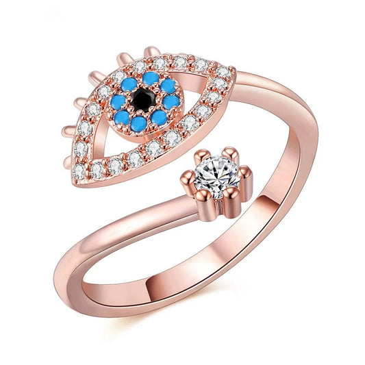 Wholesale Women's Copper Geometric Devil's Eye Opening Ring Jewelry With Electroplating