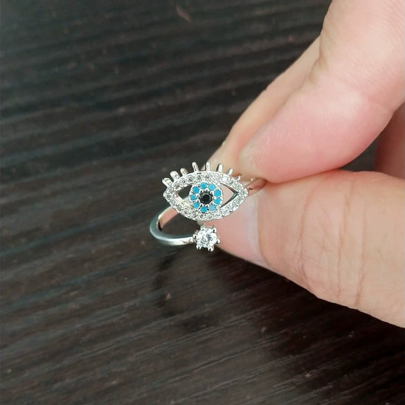 Wholesale Women's Copper Geometric Devil's Eye Opening Ring Jewelry With Electroplating