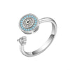 Wholesale Women's Copper Geometric Devil's Eye Rotating Opening Adjustable Antianxiety Decompression Zircon Ring