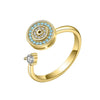 Wholesale Women's Copper Geometric Devil's Eye Rotating Opening Adjustable Antianxiety Decompression Zircon Ring