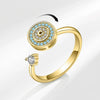 Wholesale Women's Copper Geometric Devil's Eye Rotating Opening Adjustable Antianxiety Decompression Zircon Ring