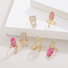 Wholesale Women's Copper Geometric Diamond Set Nail Ring