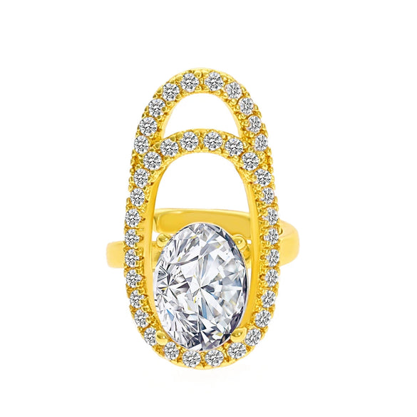 Wholesale Women's Copper Geometric Diamond Set Nail Ring