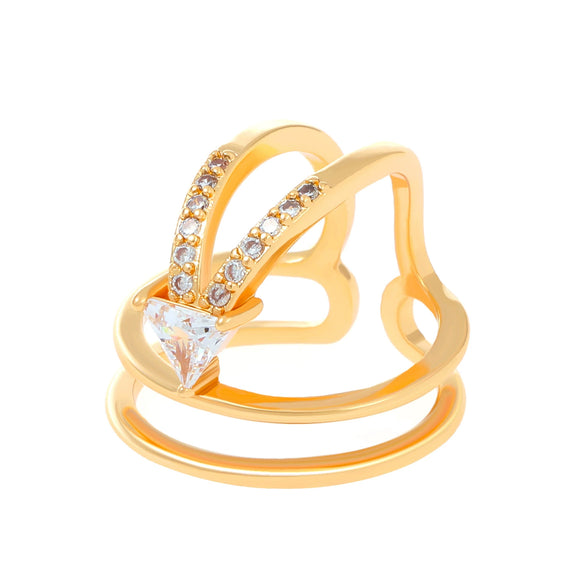Wholesale Women's Copper Geometric Diamond Set Nail Ring