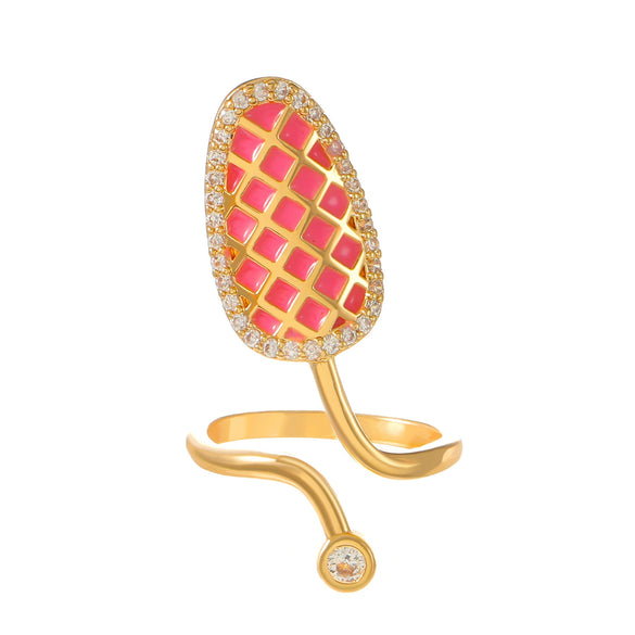 Wholesale Women's Copper Geometric Diamond Set Nail Ring