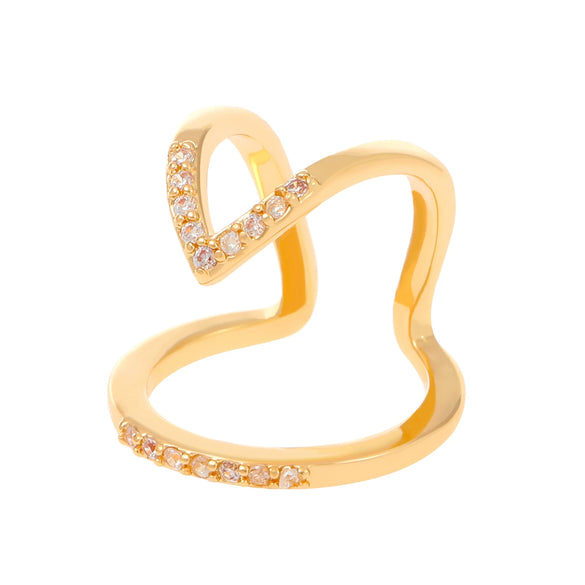 Wholesale Women's Copper Geometric Diamond Set Nail Ring