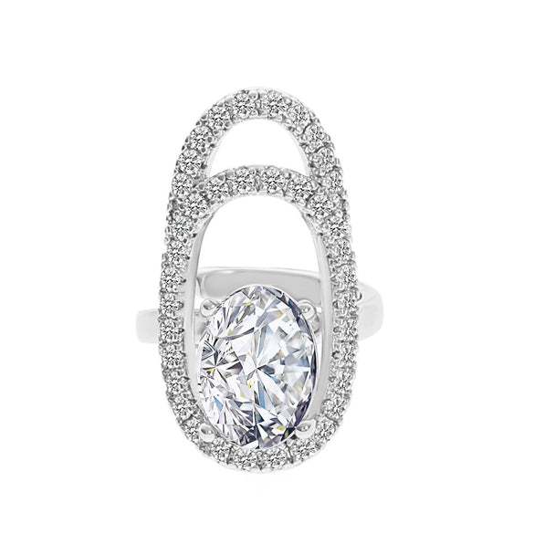 Wholesale Women's Copper Geometric Diamond Set Nail Ring