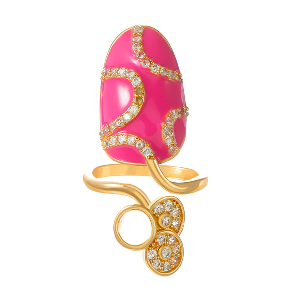 Wholesale Women's Copper Geometric Diamond Set Nail Ring