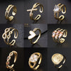 Wholesale Women's Copper Geometric Diamondembedded Open Ring
