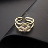 Wholesale Women's Copper Geometric Diamondembedded Open Ring