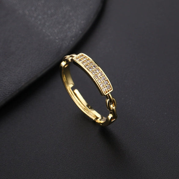 Wholesale Women's Copper Geometric Diamondembedded Open Ring