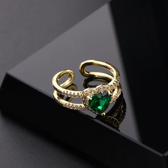 Wholesale Women's Copper Geometric Diamondembedded Open Ring