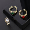 Wholesale Women's Copper Geometric Diamondembedded Open Ring