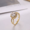 Wholesale Women's Copper Geometric Diamondembedded Open Ring