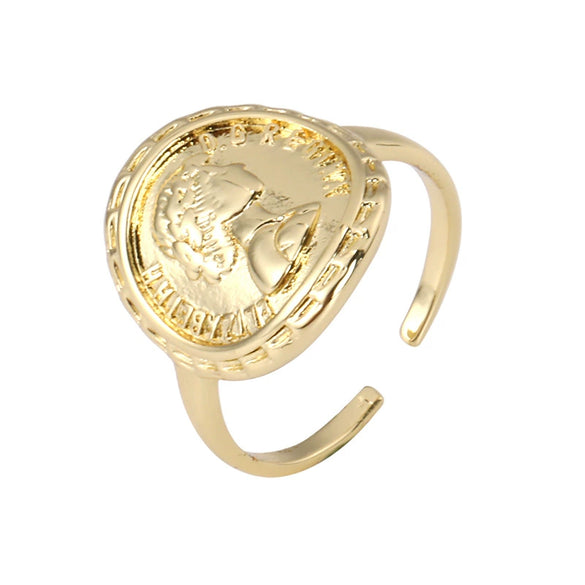 Wholesale Women's Copper Geometric Diamondembedded Open Ring