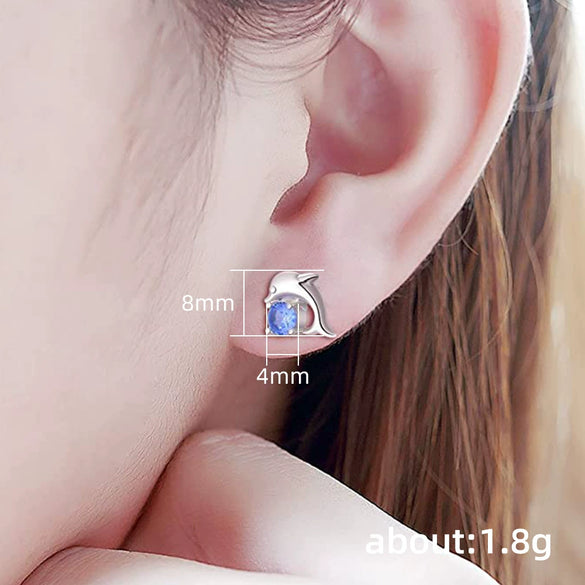 Wholesale Women's Copper Geometric Dolphin Zircon Earrings