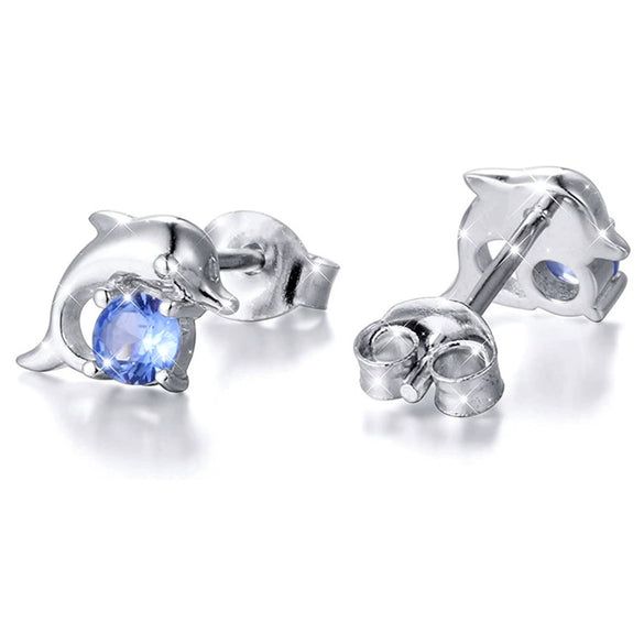 Wholesale Women's Copper Geometric Dolphin Zircon Earrings