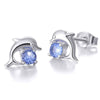 Wholesale Women's Copper Geometric Dolphin Zircon Earrings