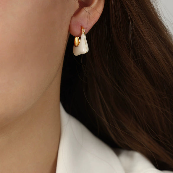 Wholesale Women's Copper Geometric Dripping Oil Earrings Light Luxury Simple Fashion Jewelry